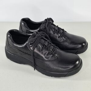 Dunham Womens Black Leather Rollbar Walking Shoes Size 8 AA Narrow